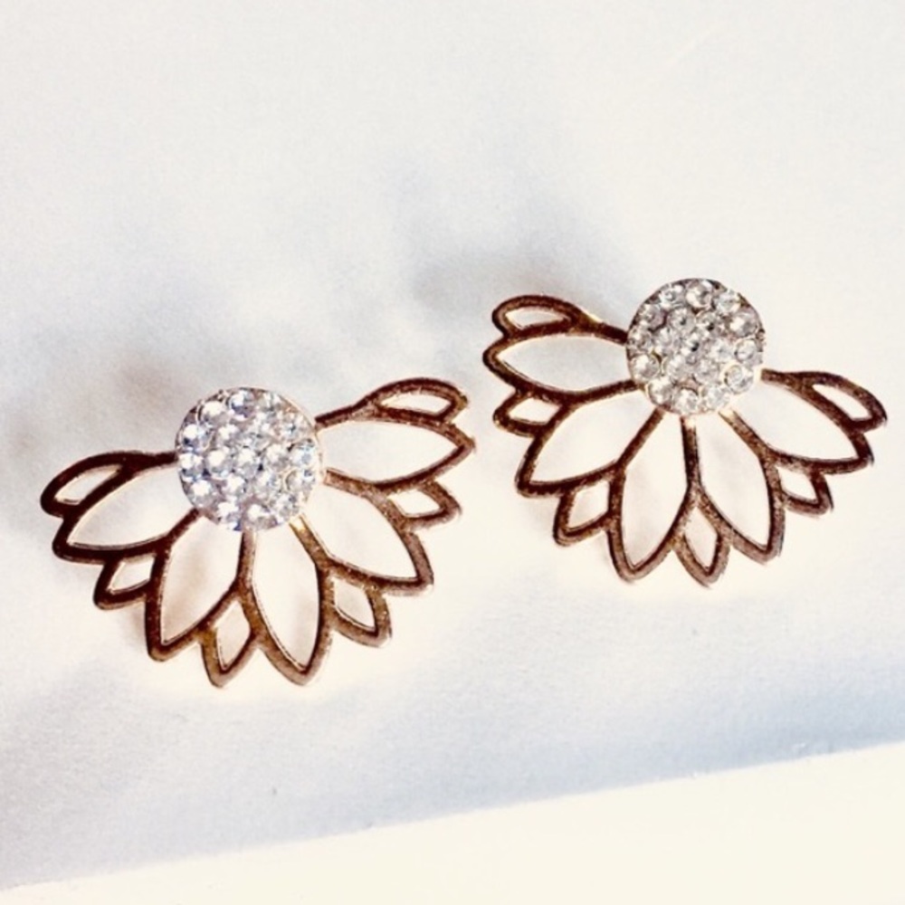 💌 2 Layer Rhinestone Earrings/ Cuff